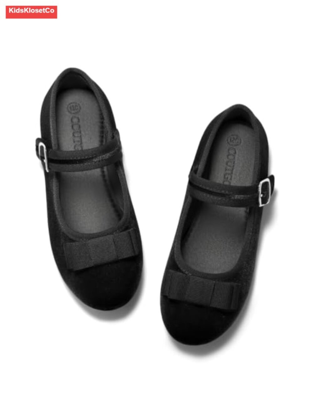 Girls Mary Jane Shoes Bow Round Toe Ballet Flats Non-Slip Velvet or Glitter